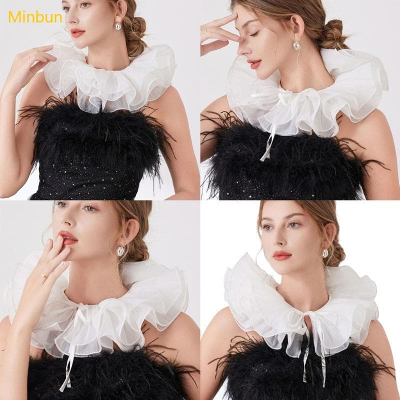 Minbun Adulto Palhaço Traje Colar Festa Halloween Essencial Respirável Vitoriano