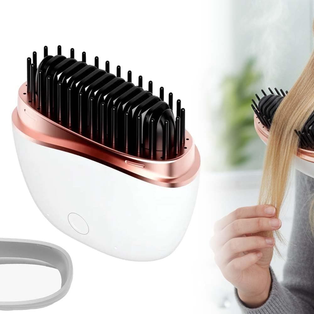 Mini alisador de cabelo, novo pente alisador portátil com carregamento sem fio, com três controles de temperatura para a