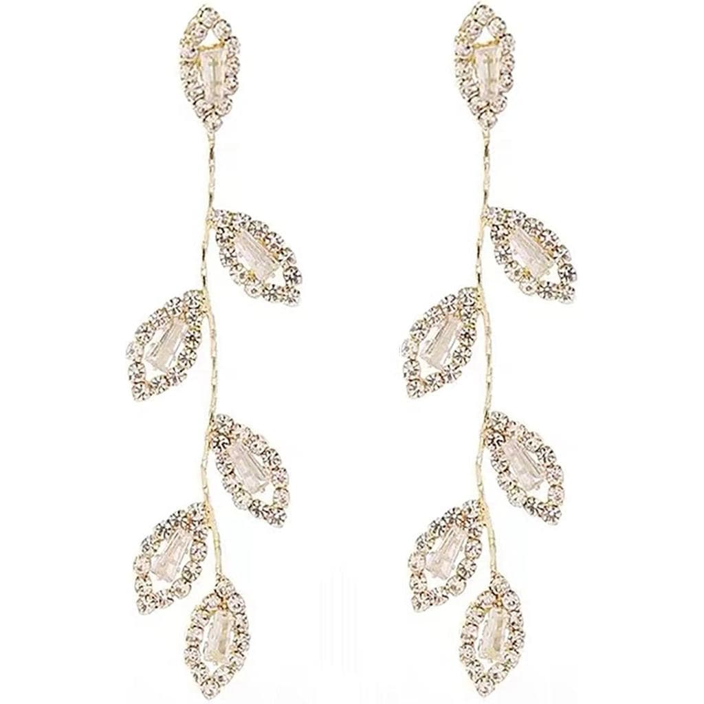 Brincos Pendentes para Mulheres, Brincos de Noiva com Strass para Baile de Formatura e Aniversário, Brincos Delicados em
