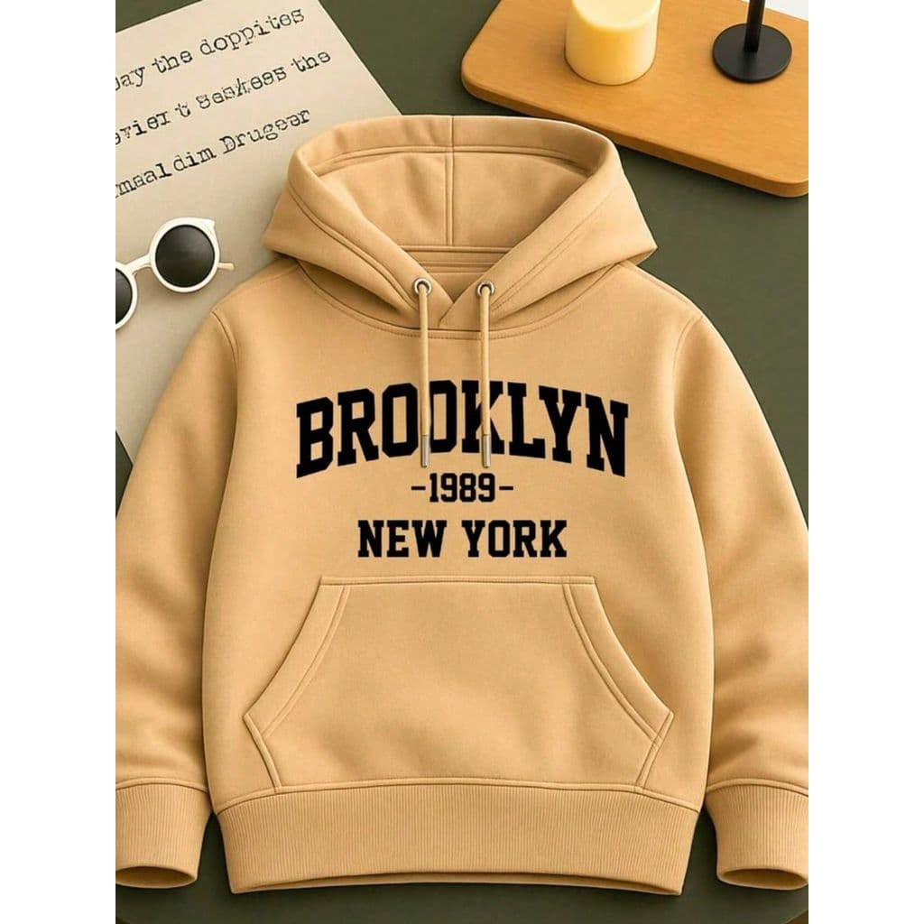 Blusa de Frio Moletom Para Crianças Outono e Inverno Estampada Brooklyn NY 1989