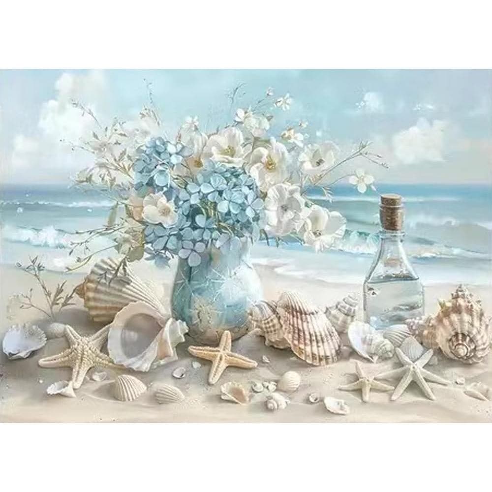 Kit de Pintura com Diamantes 5D para Adultos ZQEATRY, Conjunto de Arte com Diamantes de Conchas de Praia DIY, Pintura co