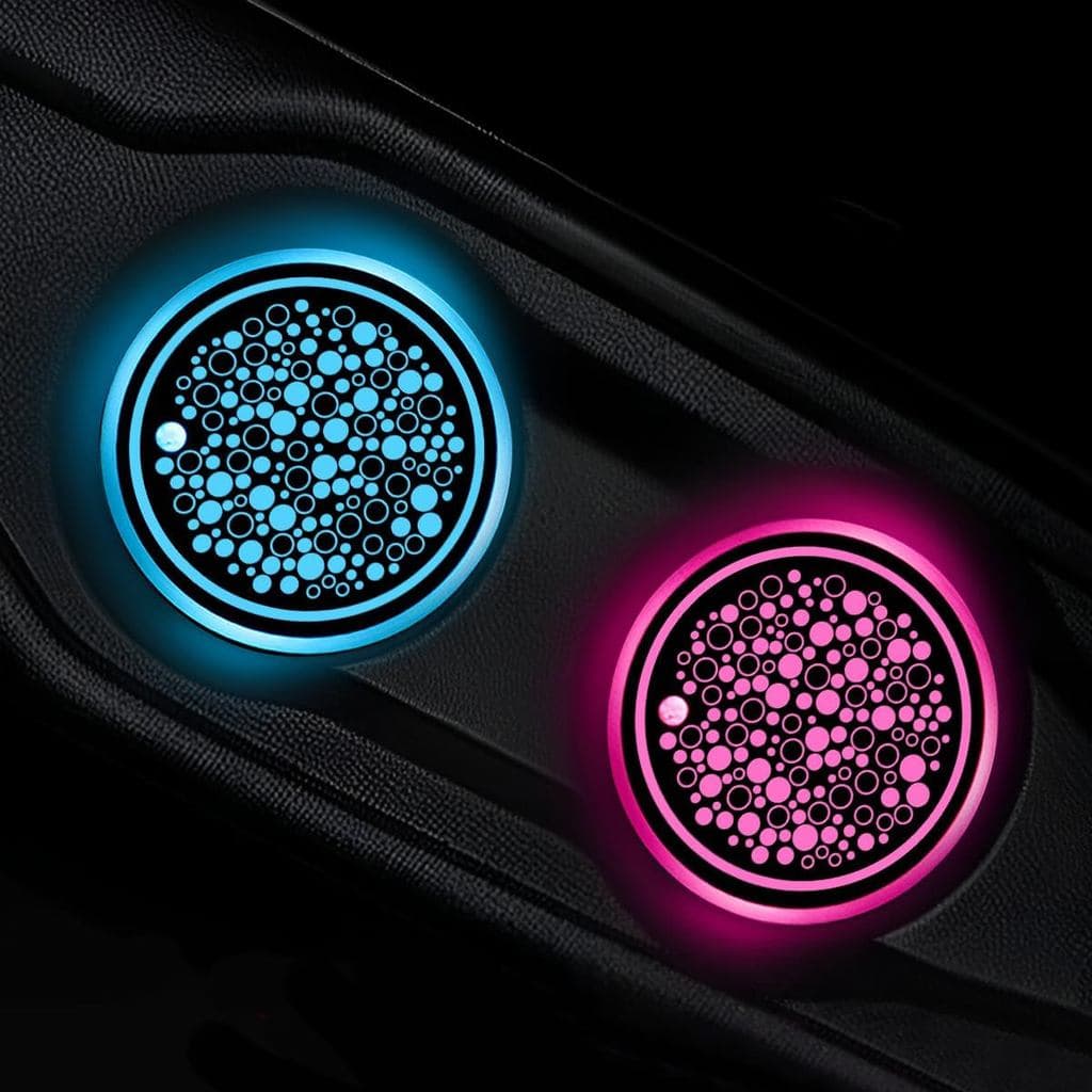 2 PCS Luzes LED para Carro, 7 Cores Mutáveis, Carregamento USB, Porta-Copos para Carro, Lâmpada Decorativa de Ambiente,