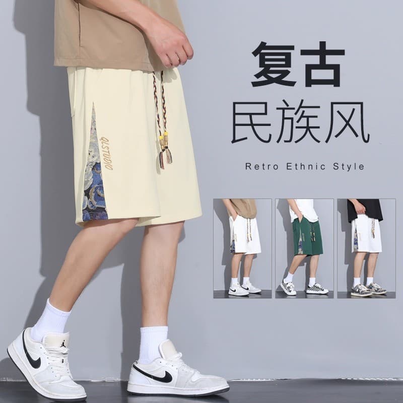 Guangzhou Treze Linhas Shorts Americanos Homens Verão 2025 Novo Estilo Street Wear Solto Tamanho Grande Esportes Casuais