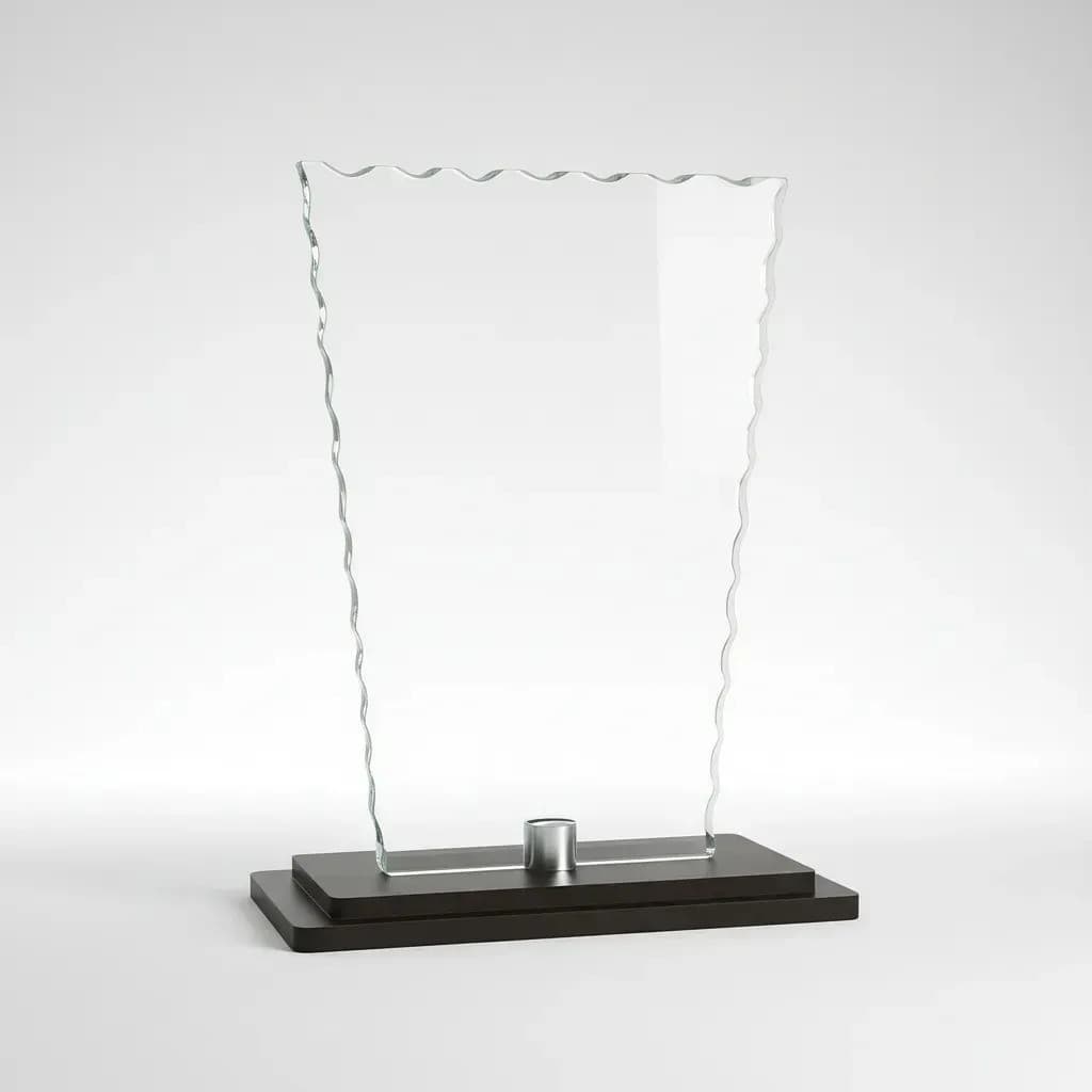 Troféu Em Vidro 18cm Com Base Em Mdf P/ Personalização Vidro