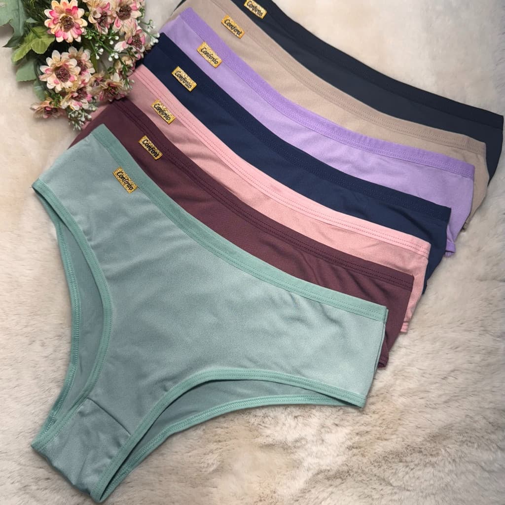 Kit com 5 Calcinhas Femininas Microfibra Premium Forro 100% Algodao Conforto Dia a Dia