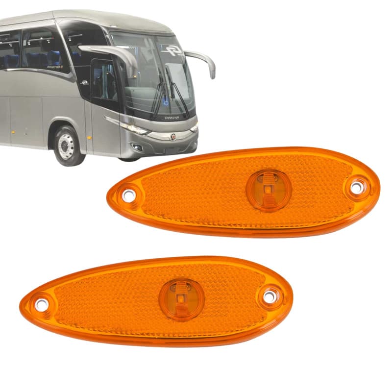 KIT 2 LANTERNAS LATERAL SINALIZAÇÃO POSIÇÃO P/ ONIBUS MARCOPOLO VOLARE MASCARELLO CAIO COMIL NEOBUS
