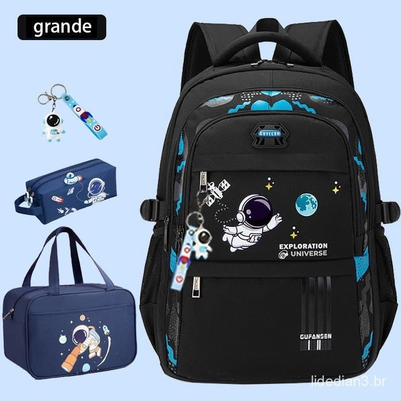 Mochila Infantil com Estampa de Astronauta à Prova d'Água para Alunos do Ensino Fundamental KDWZ