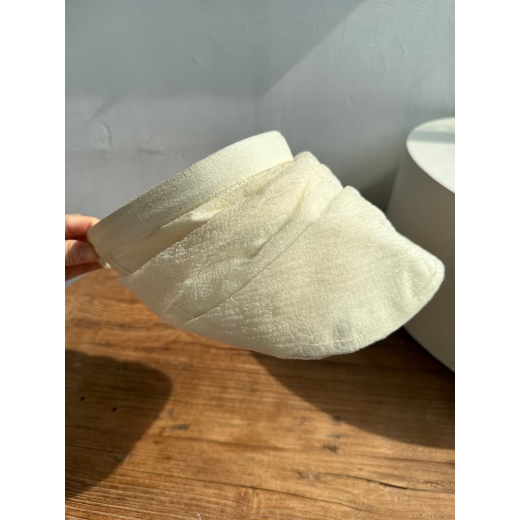 2026 verão novo estilo leite branco oco boné superior Organza bandana boné plissado feminino chapéu de sol viagem férias
