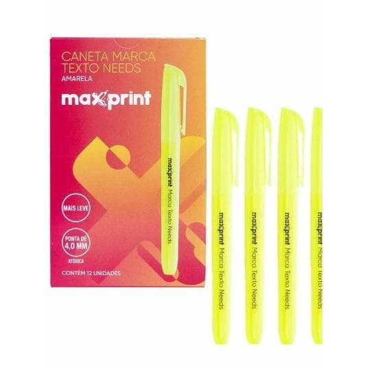 Kit 12 Marca Textos Amarelo Neon Maxprint Needs