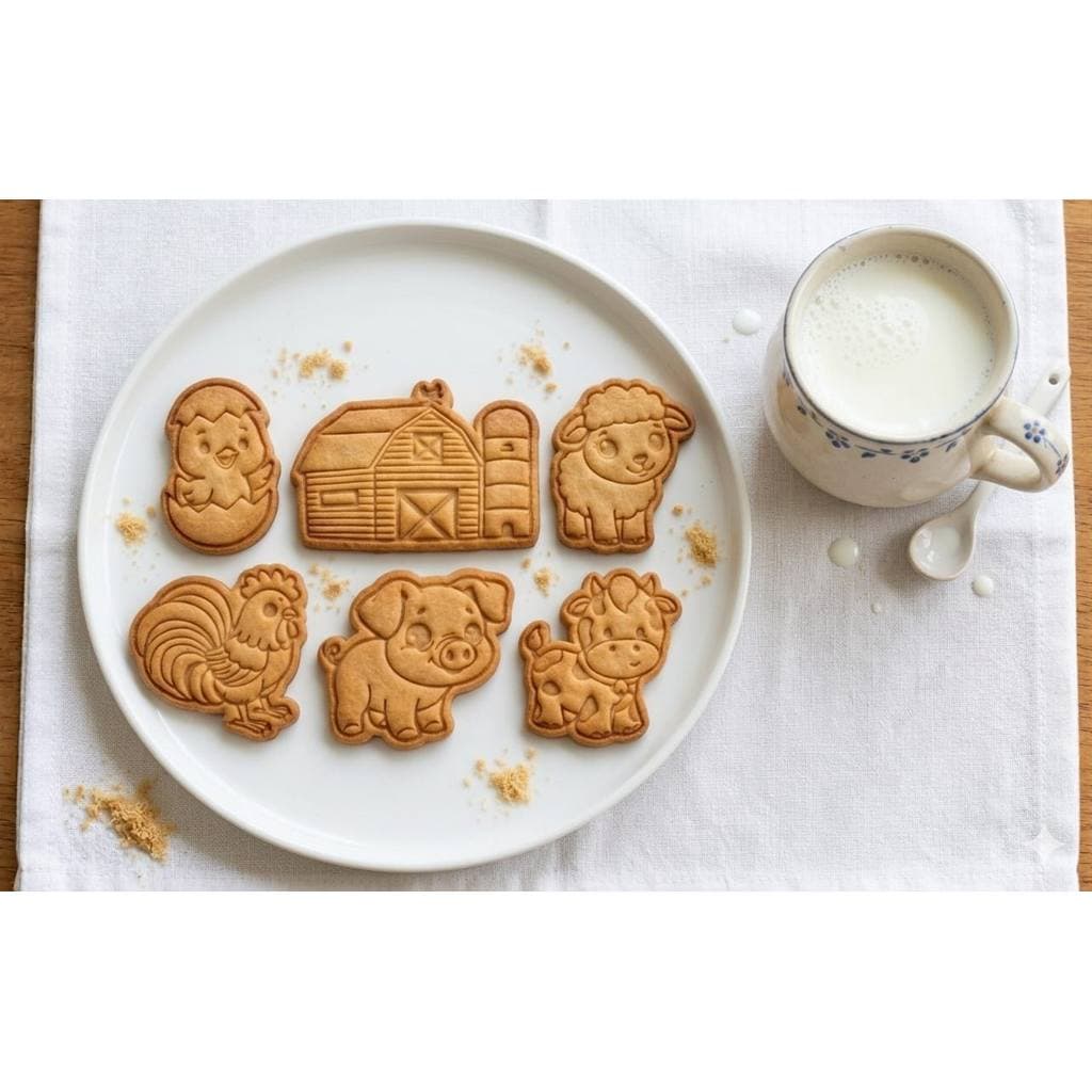 Kit 6 Cortador Marcador Cookie Biscoito Animais Da Fazenda - Cortador + Carimbo
