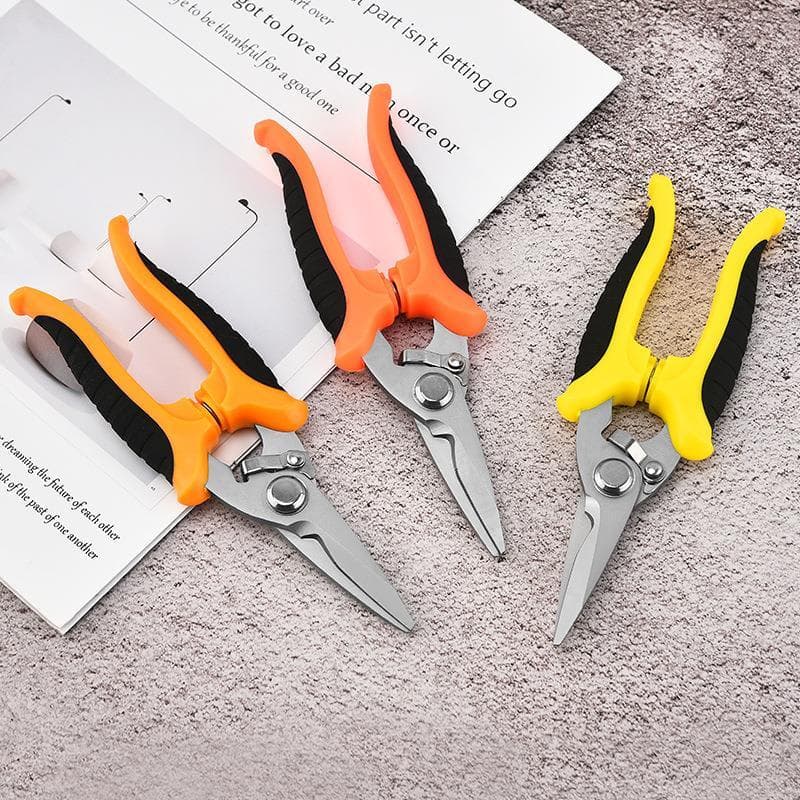Fio de aço inoxidável 23cm Slot tesoura eletricista tesoura profissional ao ar livre jardim tesouras de poda cabo reto f