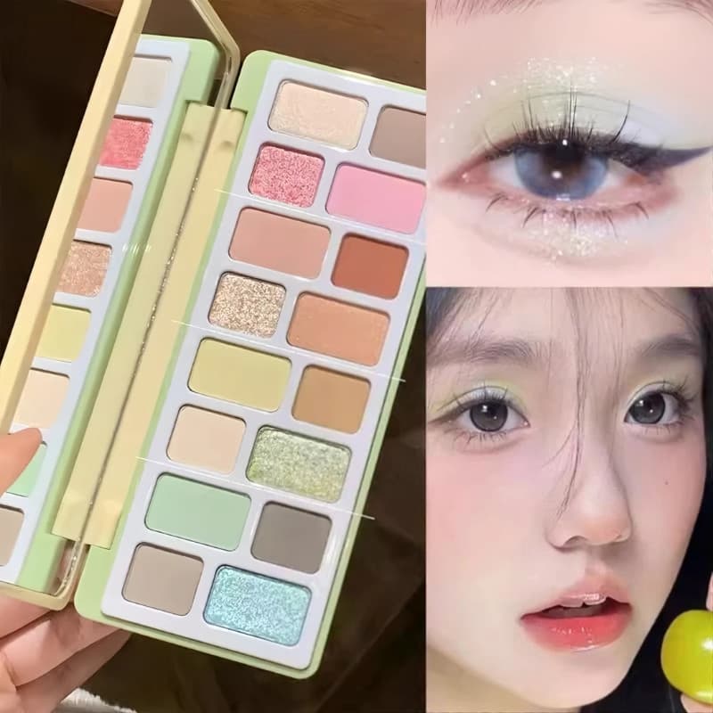 Paleta de sombras Macaron multicolorido cor fosca verde verão dopamina cor paleta de sombras 2025 novo estilo