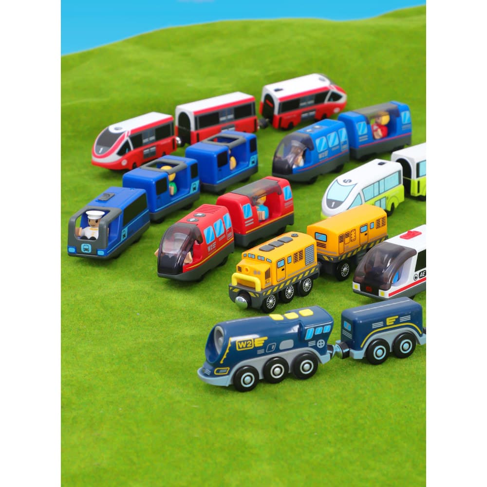 Pista de trem de brinquedo infantil luminosa veículo elétrico simulação menino trem Motor carro modelo de alto trilho ha