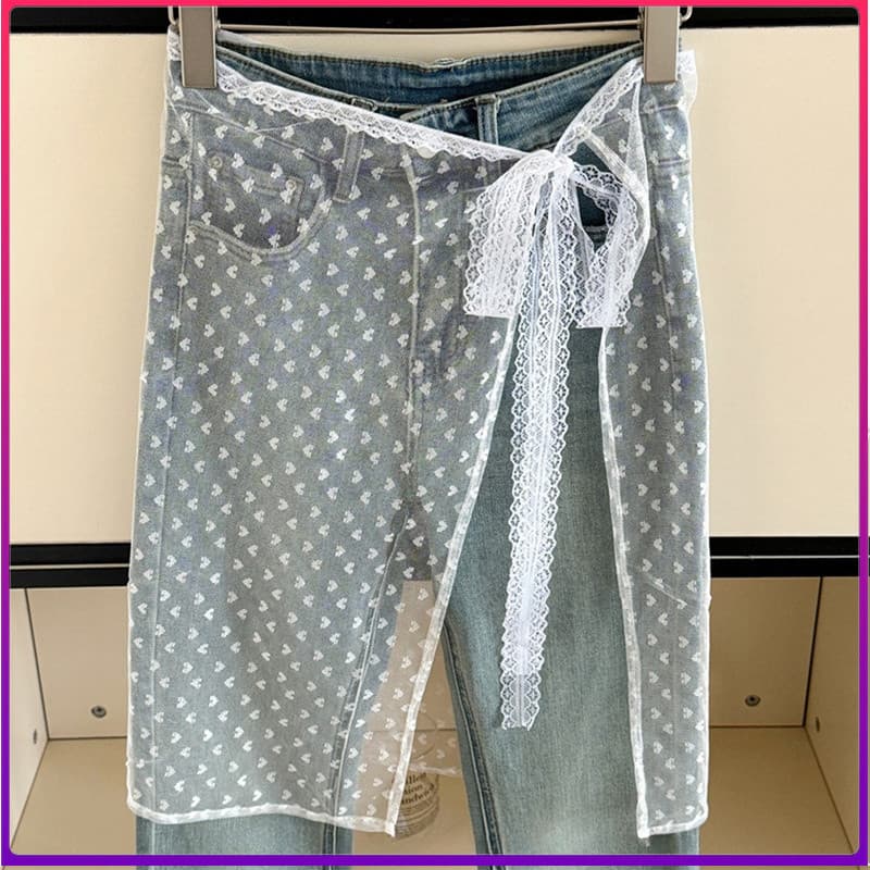 Novo 1 Pc Blogger Renda Em Camadas Saia De Gaze Com Amarração Bowknot Impressão Menina Empilhada Y2k Streetwear Avental