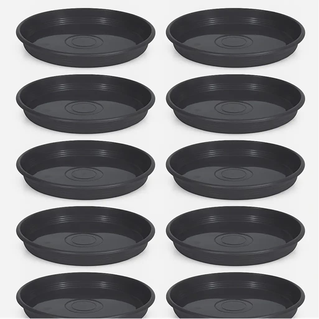 Kit 10 Pratos 17 Cm De Diâmetro Para Vasos E Pote De Plantas Preto Liso