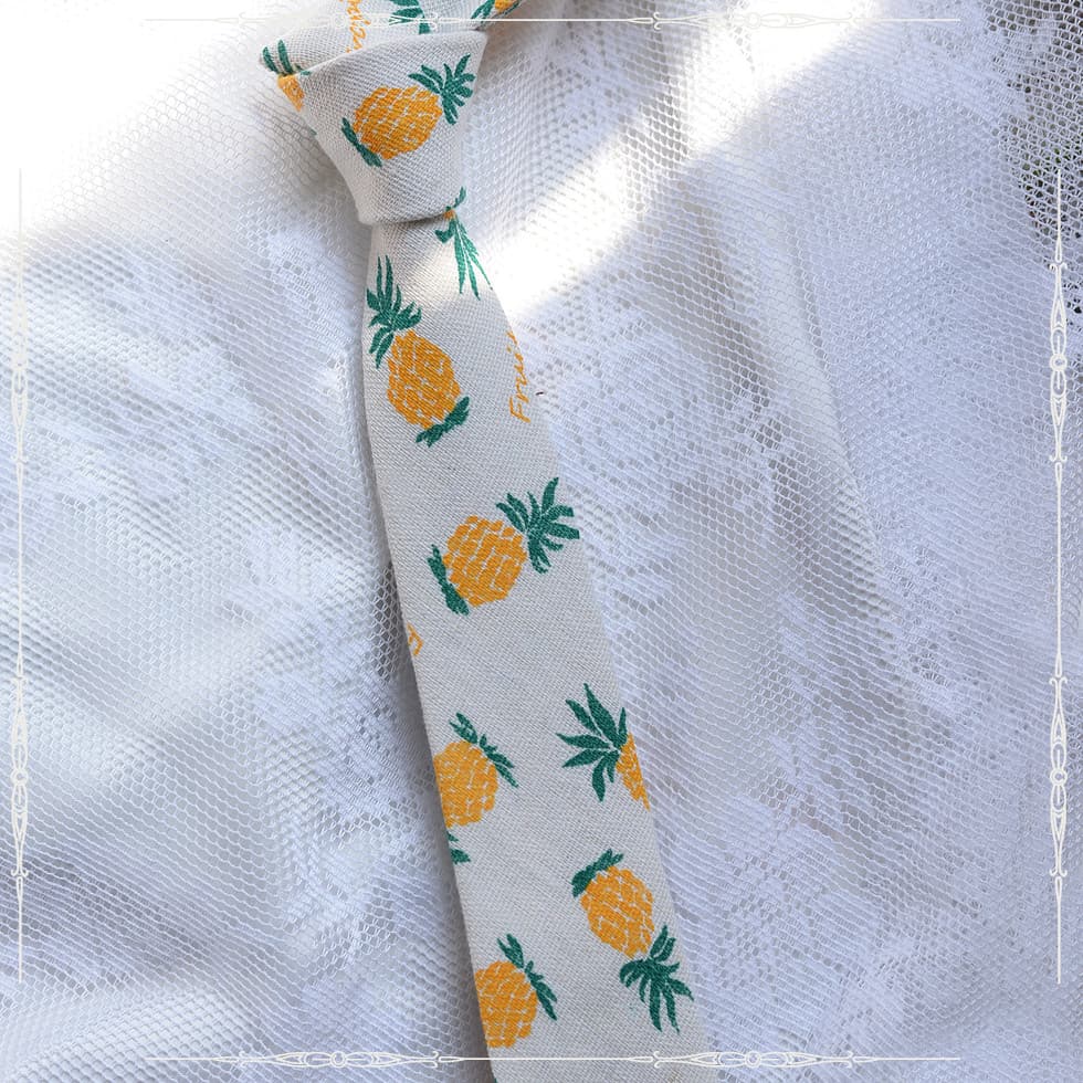 Abacaxi All-Match versão coreana padrão gravata bege camisa acessórios na moda gravata fina bonito Casual gravata femini