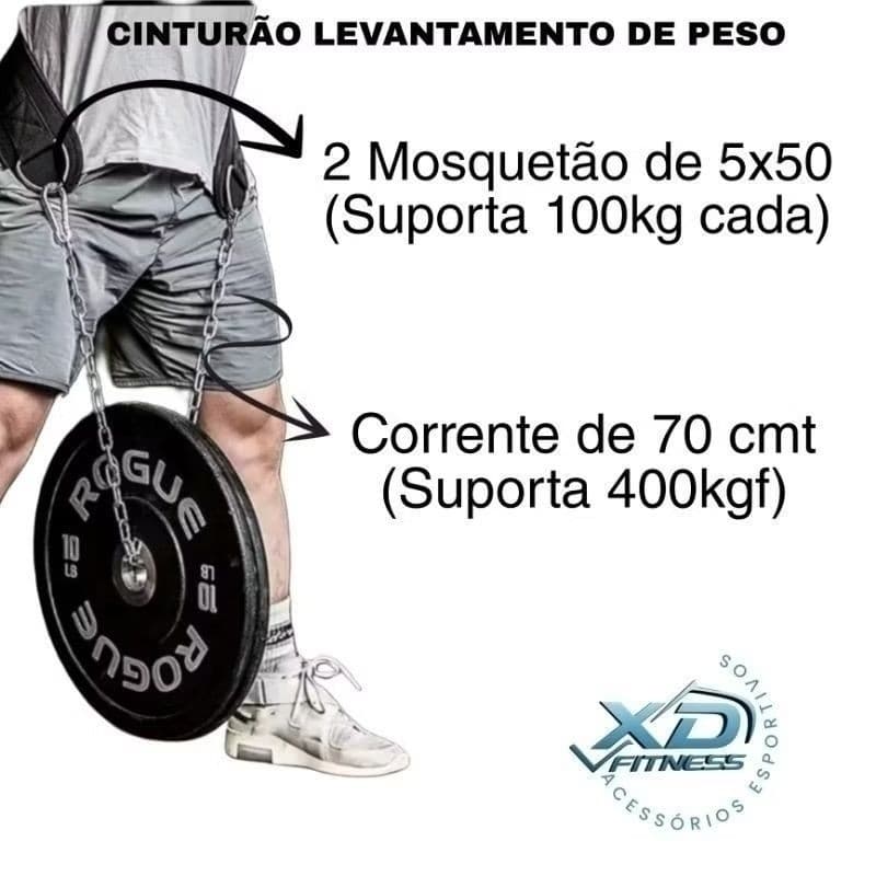 Cinturão Musculação acompanha Corrente, Cinto Verde, Levantamento Peso Academia Anilhas Fitness