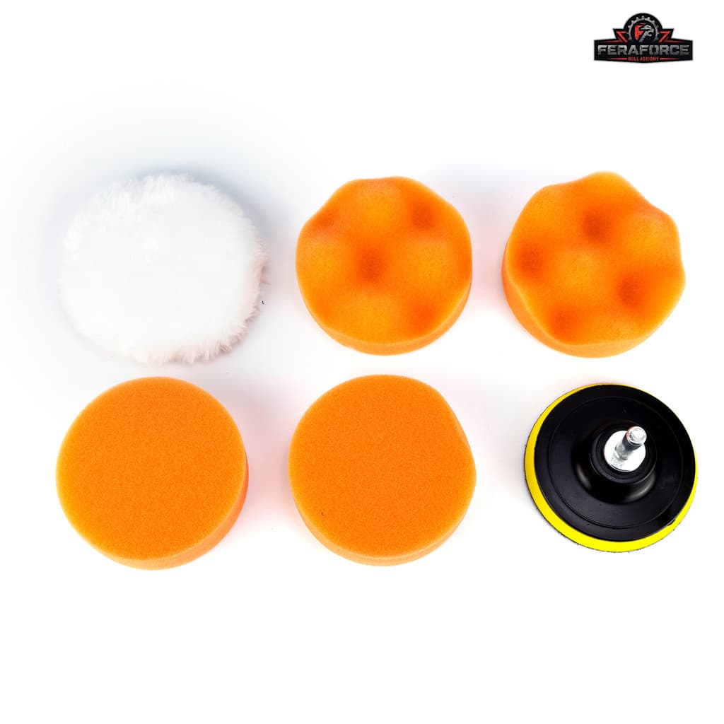 Kit Boina de Polimento Automotivo 3” 7 Peças Espuma e Lã com Suporte para Furadeira