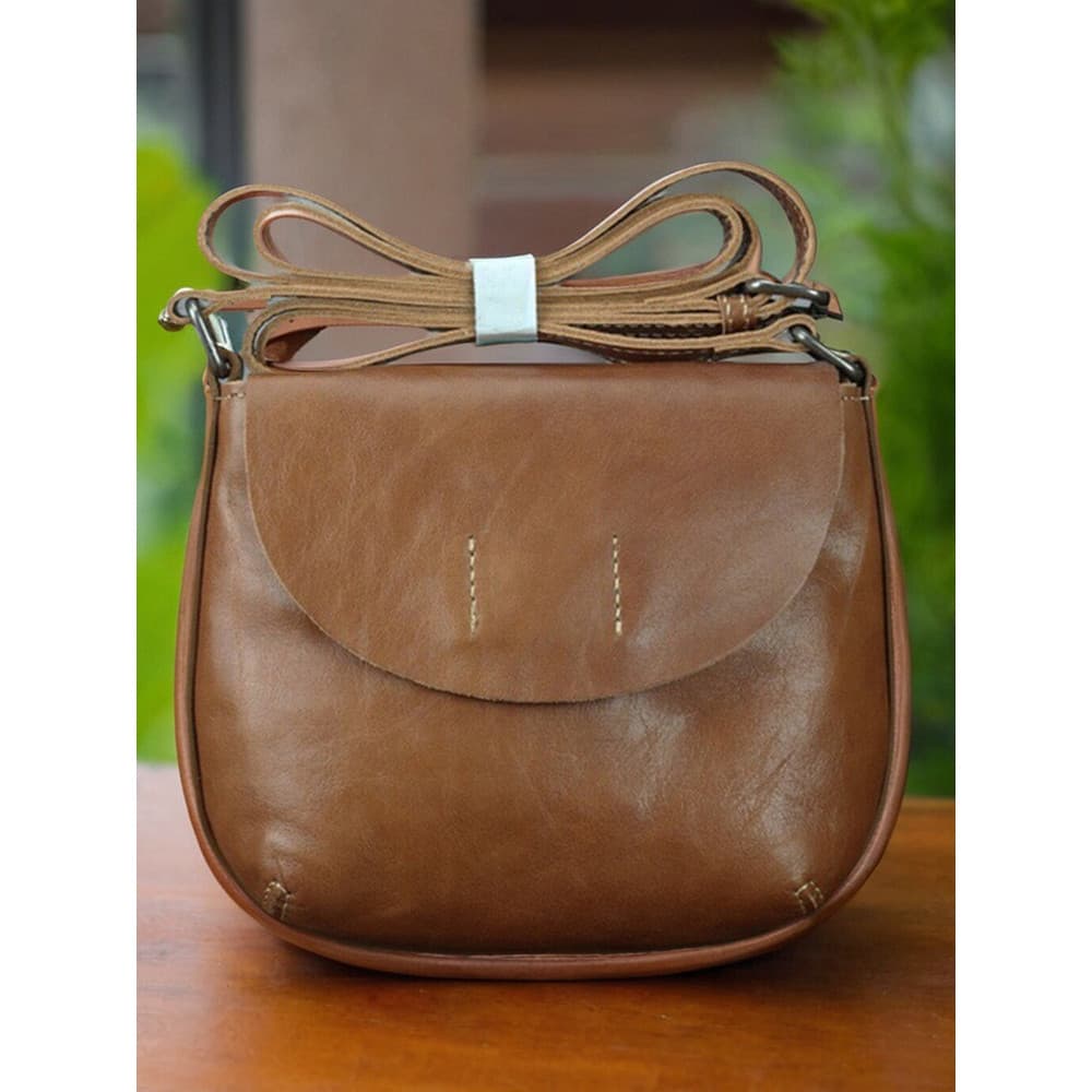 Retro couro genuíno pequena mochila feminina saco primeira camada de couro ombro saco do mensageiro simples saco do tele