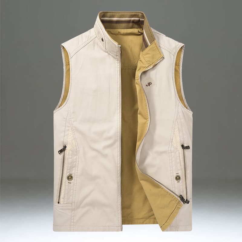 Dupla face usar colete masculino primavera outono Workwear colete solto Casual exterior wear gola colete jaqueta masculi