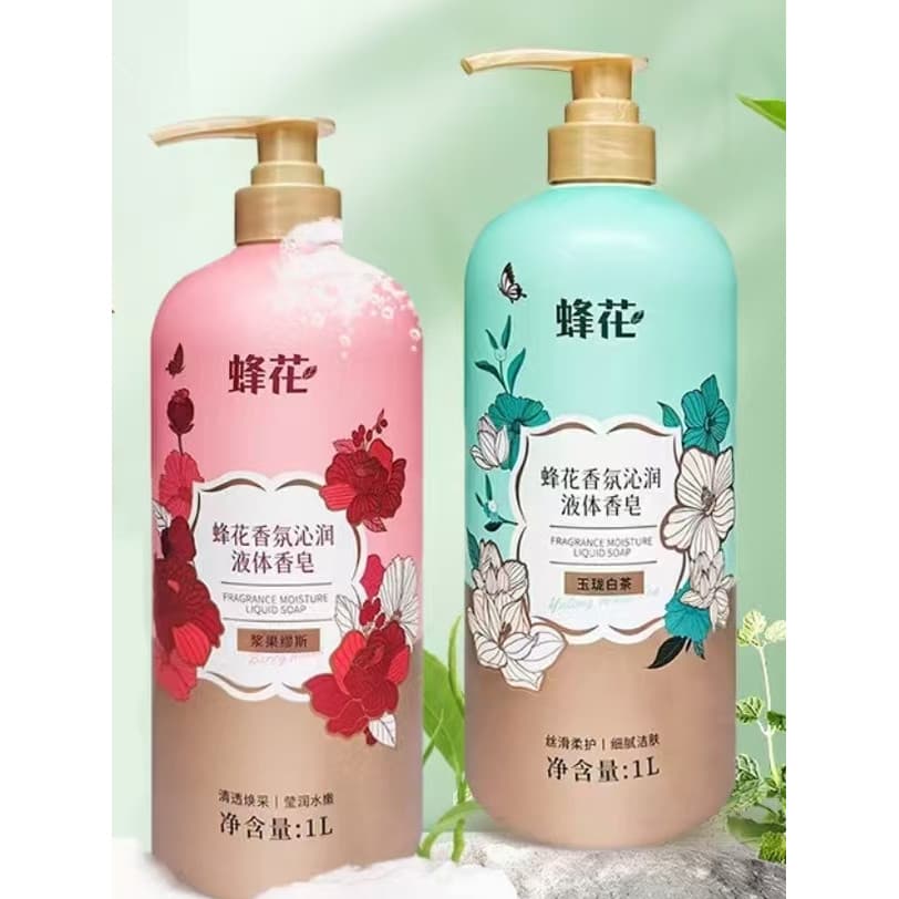 Abelha fragrância hidratante sabão líquido fragrância duradoura das mulheres dos homens banho limpo garrafa grande pacot