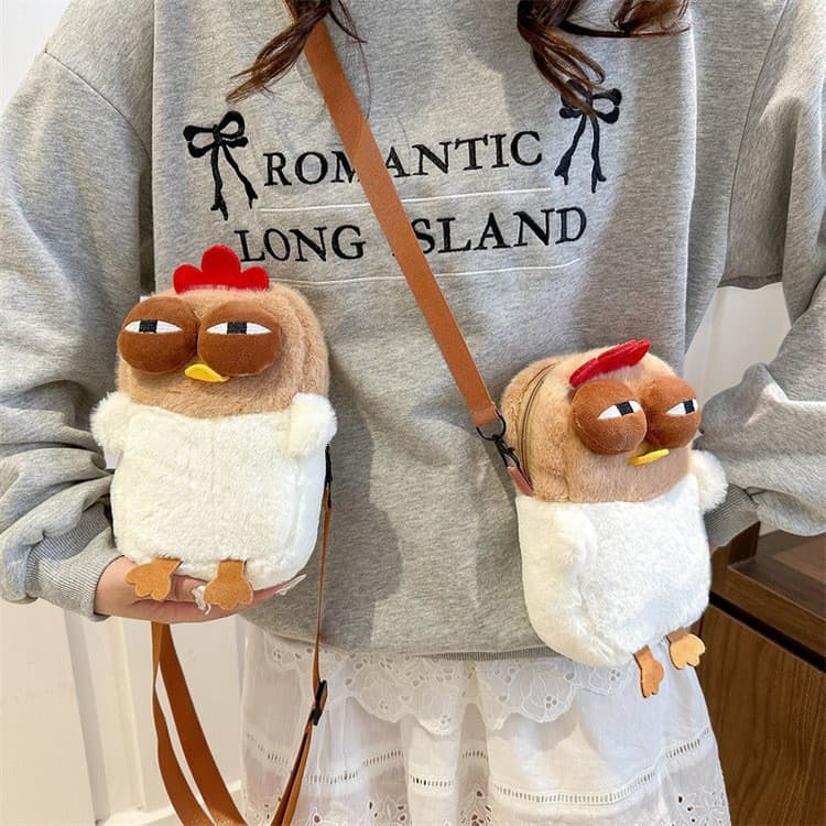 Bolsa de Pelúcia Engraçada e Fofa da Celebridade da Internet Gugu Chicken, Boneca de Desenho Animado, Bolsa Feminina Úni