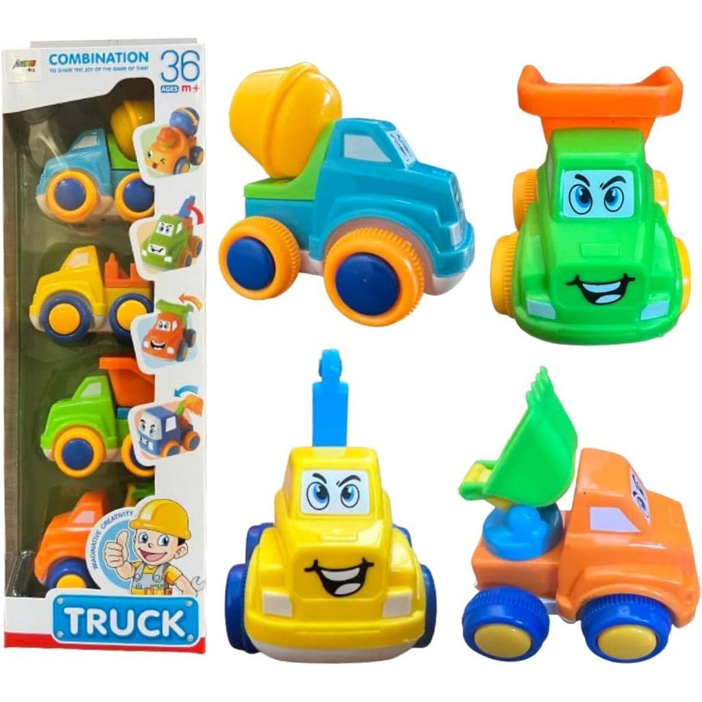 Brinquedo Carrinho Bebê Caminhões Colorido Brinquedo Educativo Bebê Infantil Conjunto 04 Carrinhos