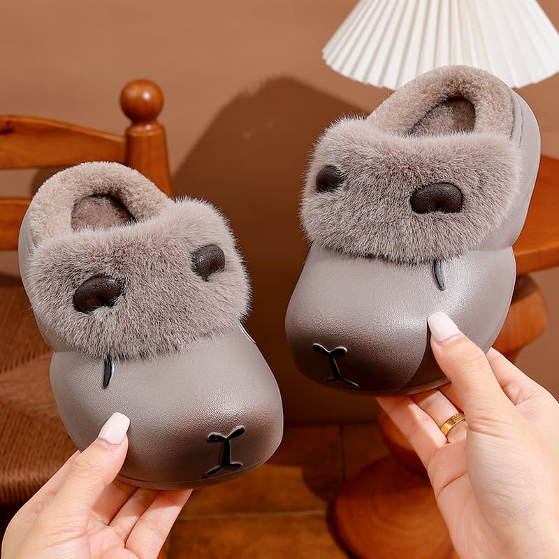 Kapibara crianças chinelos de algodão meninos meninas EVA à prova dwaterproof água dos desenhos animados bonito pai-filh