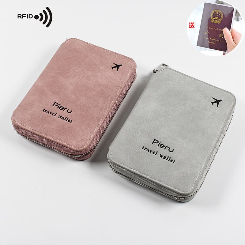 Saco de passaporte com zíper multifuncional RFID caso protetor de passaporte viagem portátil saco de armazenamento de pa