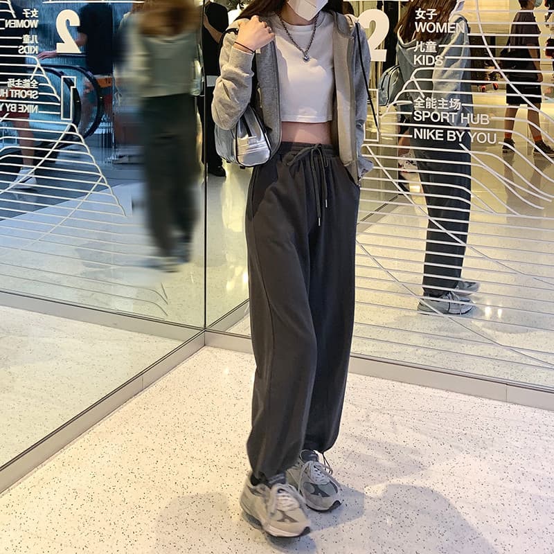 Outono calças casuais femininas High street ins street Wear em linha reta perna larga solta tamanho grande Sweatpants Al