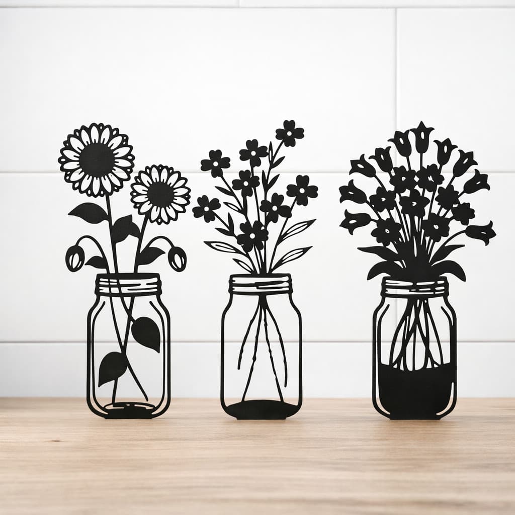 Kit 3 Vasos Decorativos Flores Artificiais Decoração Minimalista Sala Quarto Escritório Moderno Elegante Sem Manutenção