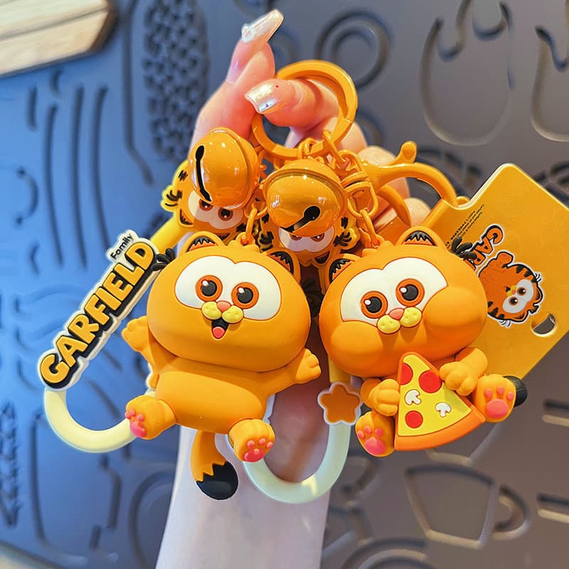 Chaveiro de Boneca Garfield Animada, Chaveiro de Boneca PVC Fofo, Pingente de Chave de Carro, Pingente de Mochila Escola