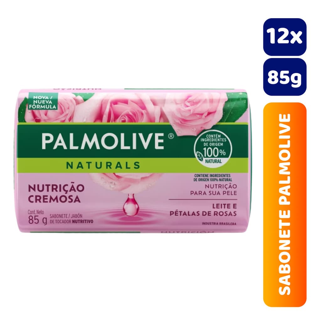 Kit C/12 Unidades Sabonete em Barra Palmolive Naturals 85g Nutrição Cremosa