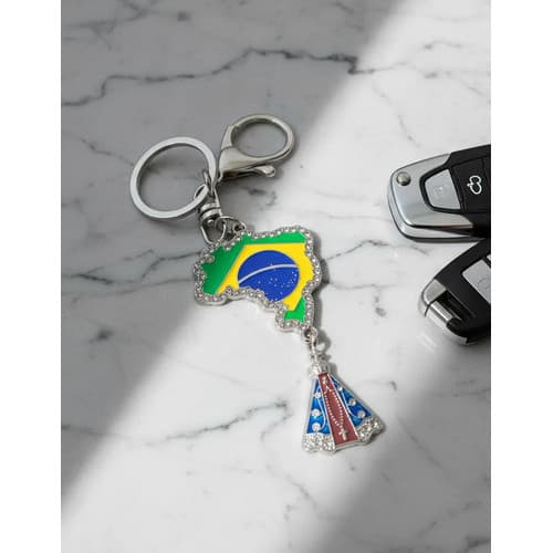 Chaveiro Carro Nossa Senhora Aparecida Mosquetão Brasil