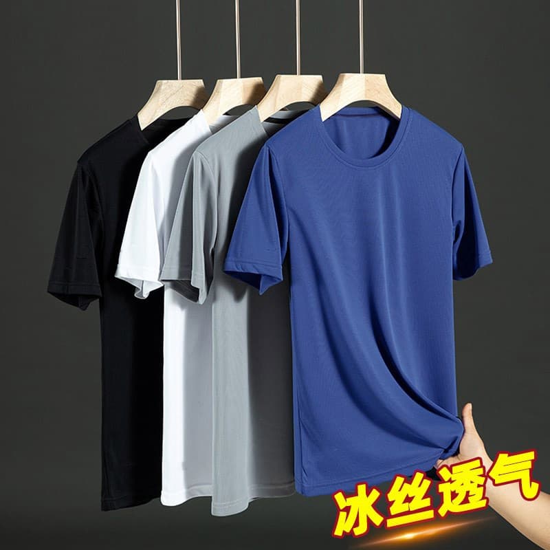 Camiseta esportiva masculina de manga curta malha respirável leve meia manga roupas de verão masculina cor sólida camise