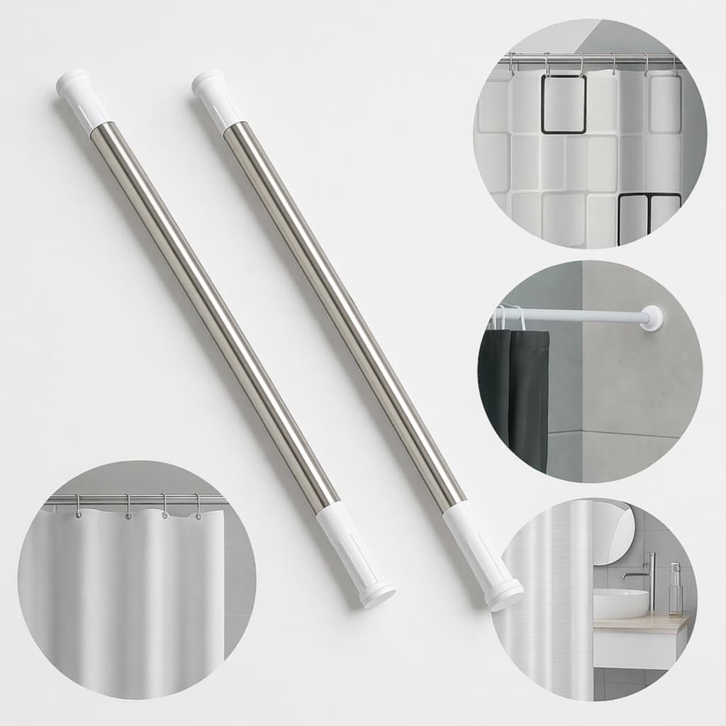 2 Ou 1 Vara Extensível Para Cortina Box Banheiro Provador Ajustável Até 2,60 Metros