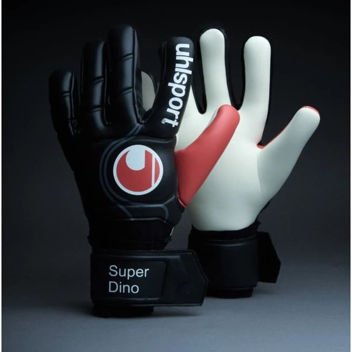 Luva De Goleiro Uhlsport Super Dino - Preto e Vermelho