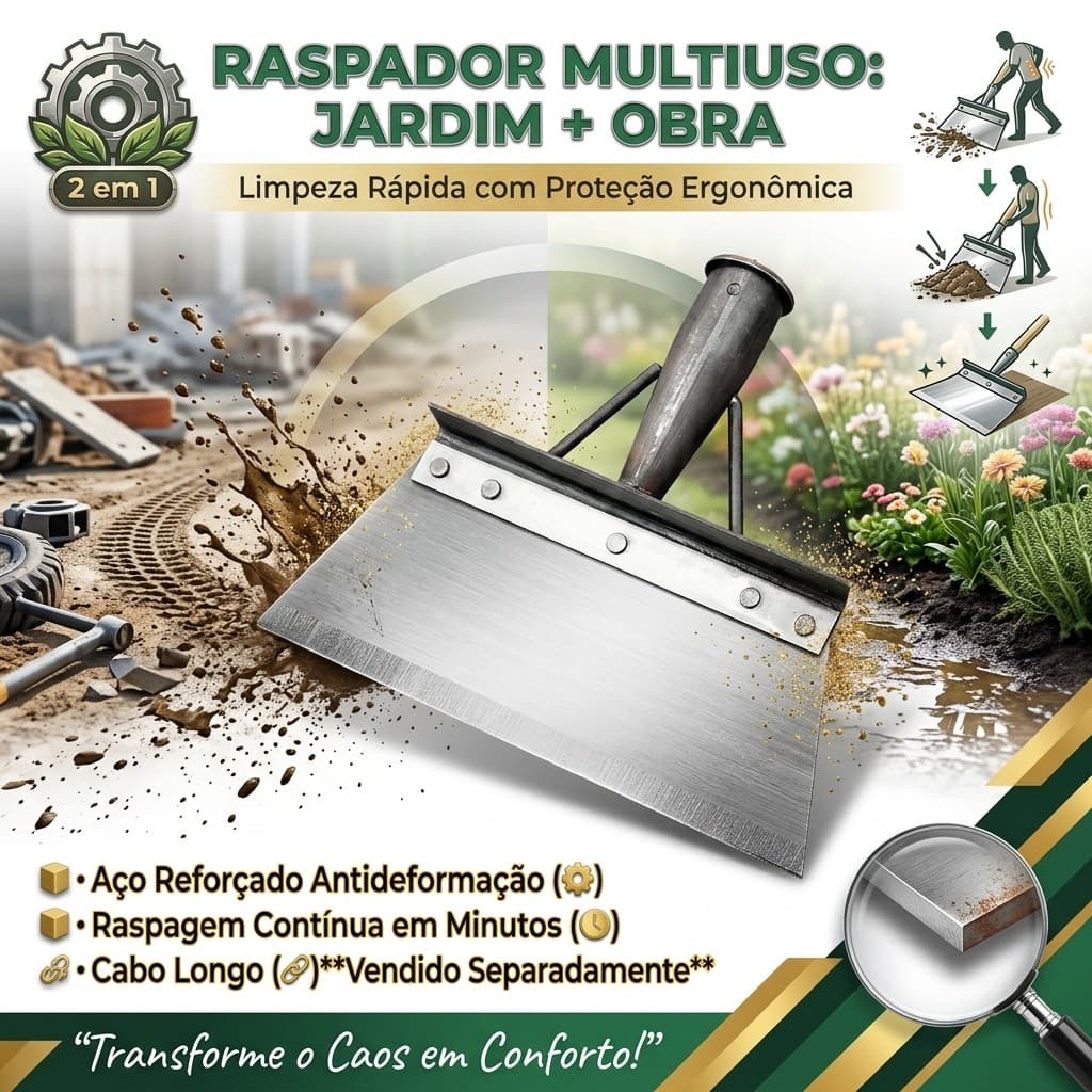 Raspador De Chão E Jardim Em Aço Reforçado Pá Multifuncional Para Remoção De Ervas E Limpeza De Obra