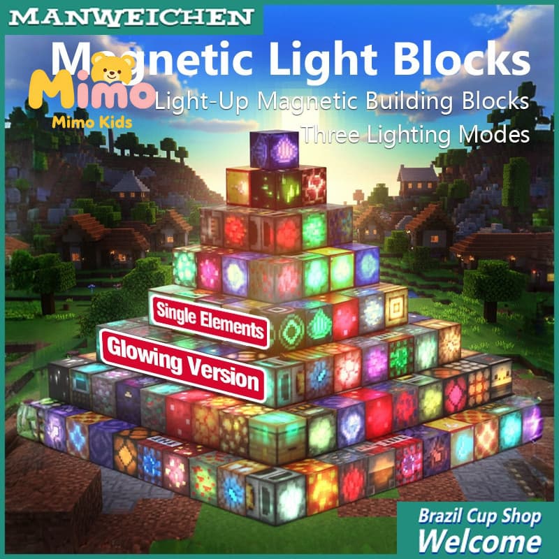 Cubo Magnético Seis Lados Iluminado DIY, Brinquedo Educativo 1 Unidade