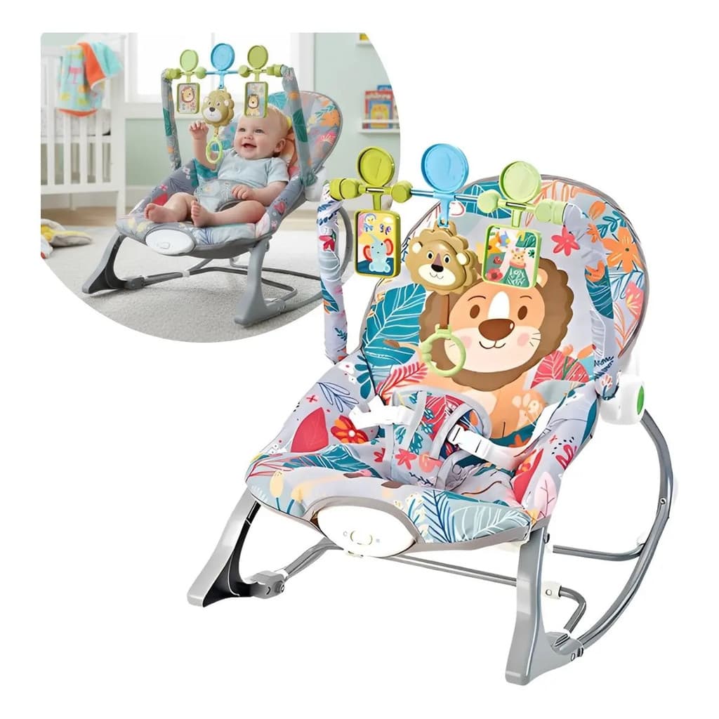 Cadeira De Descanso Bebê Musical E Vibratória Com Balanço Suave E Arco De Brinquedos