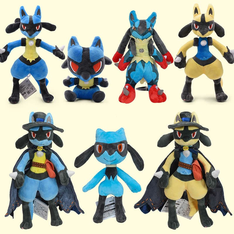 7 Estilos Pokemon Em Pé Lucario Brilhante Boneca De Pelúcia Bonito Mega Riolu Animal Qualidade Peluche Brinquedo Criança
