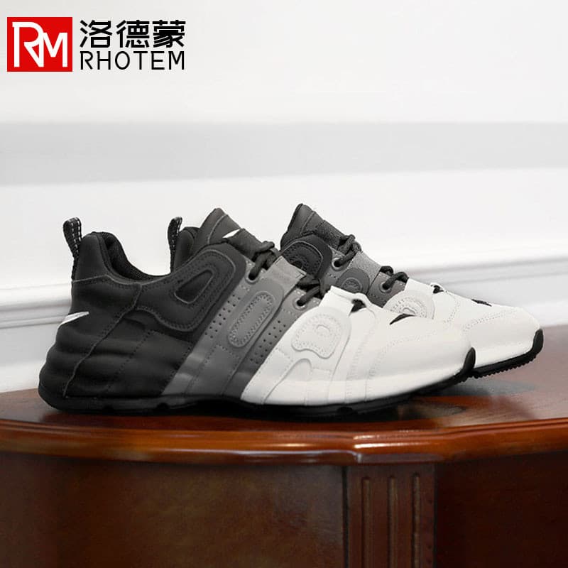 Nicho High-End sapatos esportivos masculinos outono inverno novo estilo de couro genuíno sapatos de sola grossa sapatos