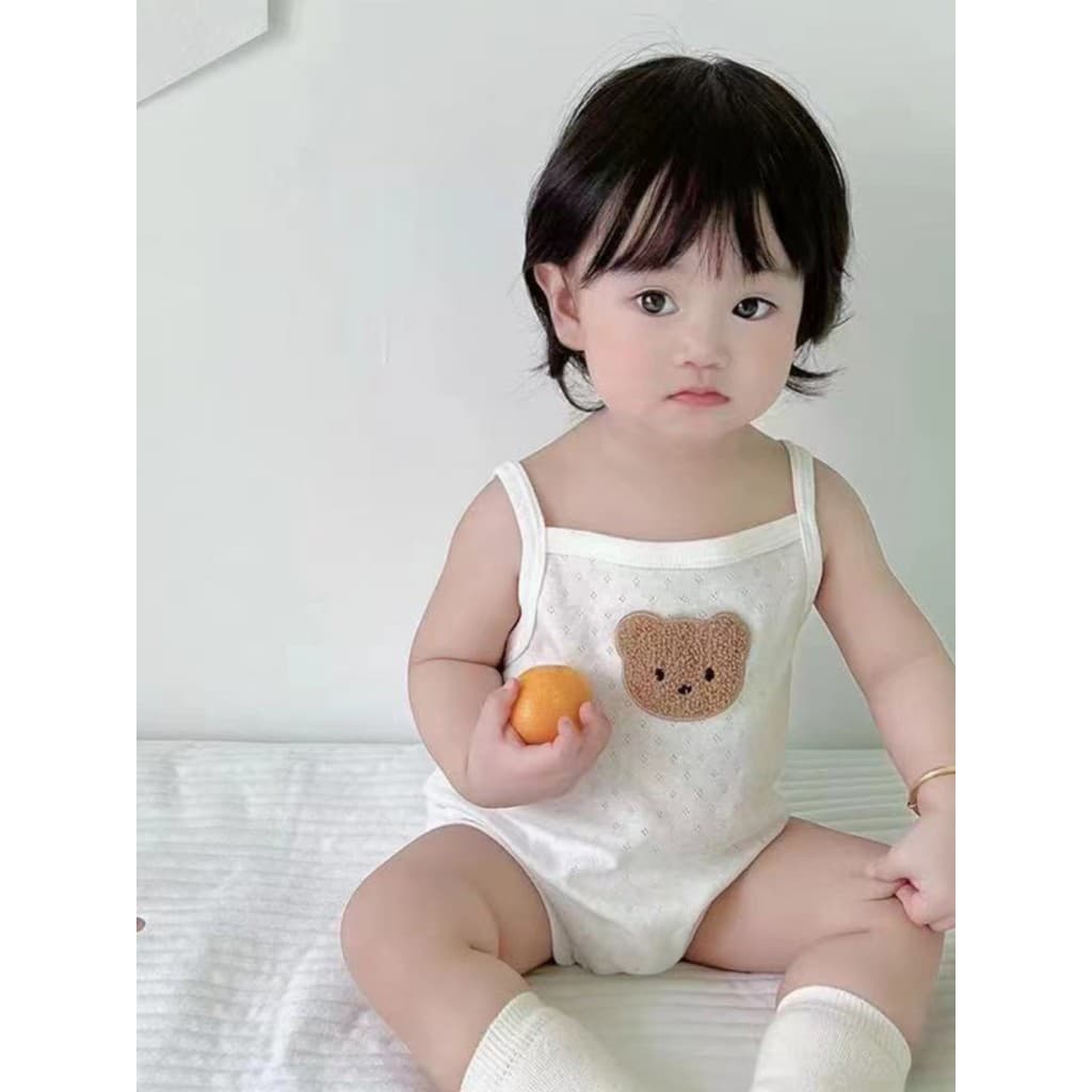 Ins verão estilingue bebê puro algodão macacão verão bebê influenciador estilo colete masculino macacão feminino