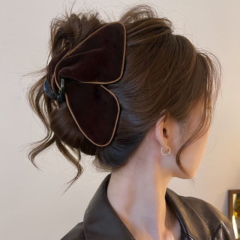 Outono inverno High-End sentir veludo arco Grab clip feminino cruz pano volta cabeça grampo de cabelo All-Match tubarão