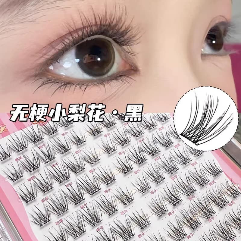 Cílios fofos Produto de moda sem cola sem haste Preto Pequena flor de pêra Cílios postiços Simulação de ondulação Tipo d