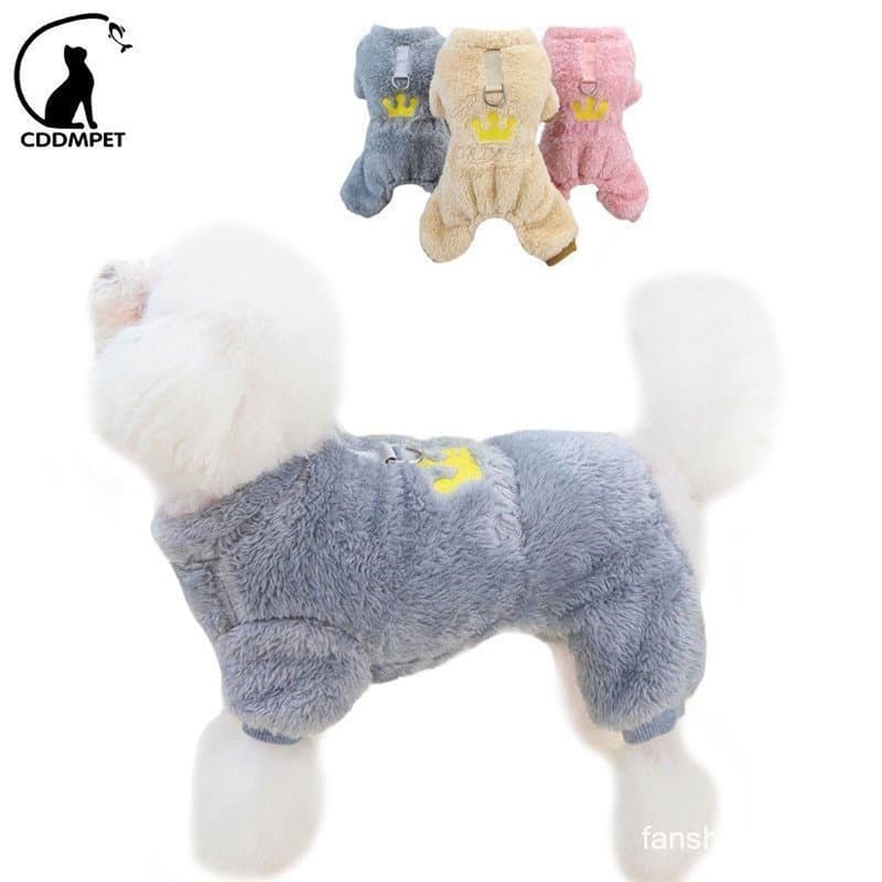Macacão Macio De Inverno Para Cachorro , Pijama De Lã Quente Pequeno E Médio