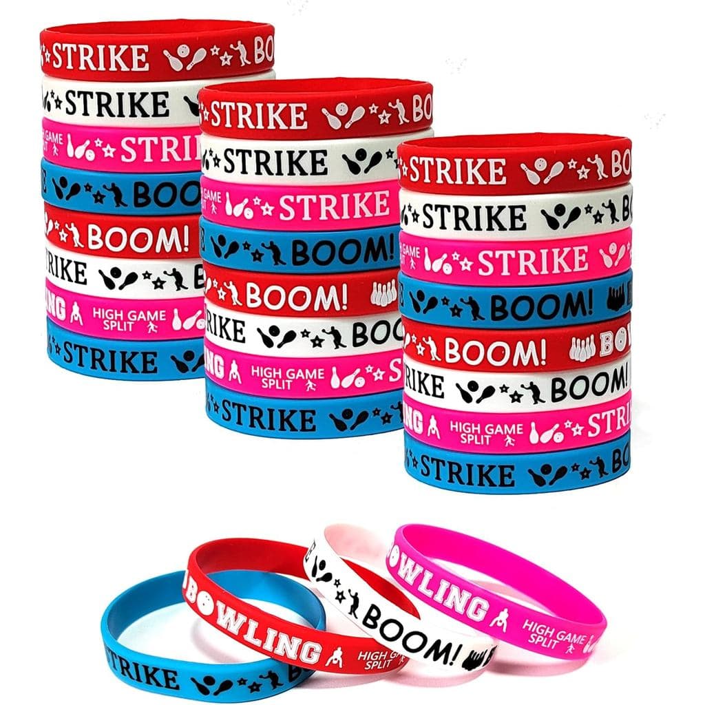 Oringaga 24PCS Pulseiras de Silicone para Festa de Boliche, Suprimentos para Festa de Boliche, Prêmio Esportivo Motivaci