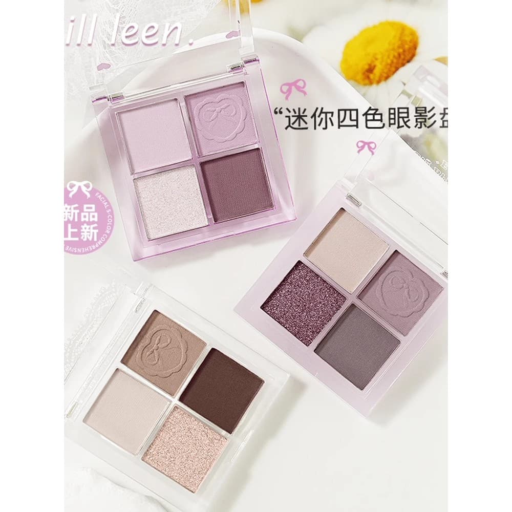 JILLLEEN Nova Mini paleta de sombras pequenas de quatro cores portátil cor terra pérola Glitter fosco maquiagem diária p