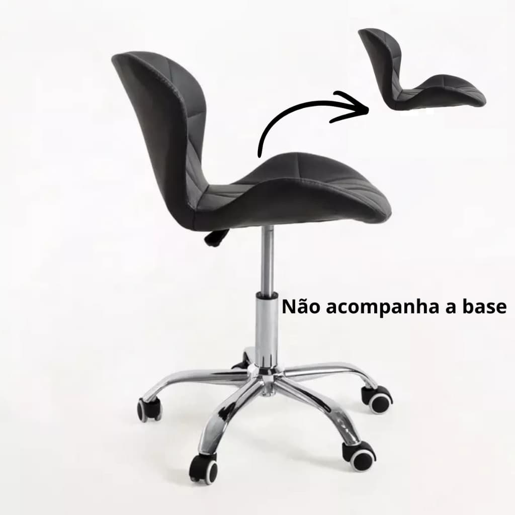 Assento com encosto para Cadeira Slim office Eames Eiffel Slim Wood Estofada Decor Cor Preta