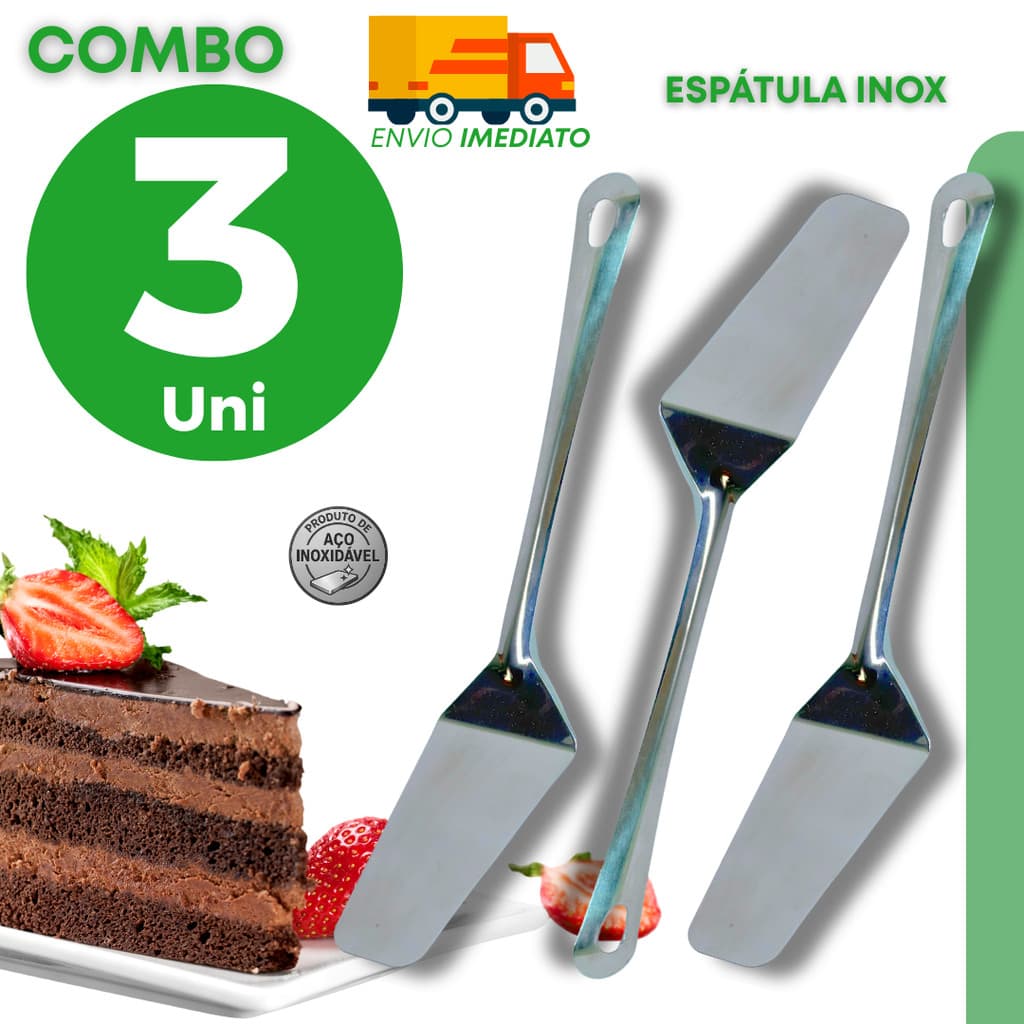 Espátula Inox Cozinha Confeitaria Massas Bolos Cobertura Profissional Resistente Higienizável